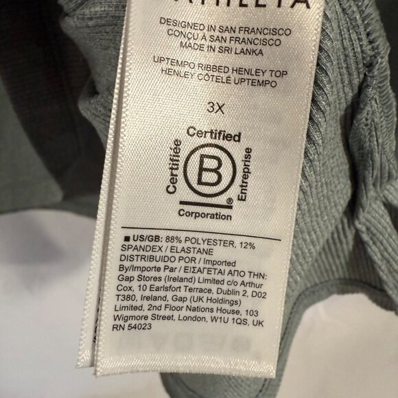Athleta Uptempo Ribbed Henley Top Sage Green‎ Size 3X - Picture 3 of 6